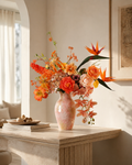 Orange Bird of Paradise Arrangement - Pink Vase