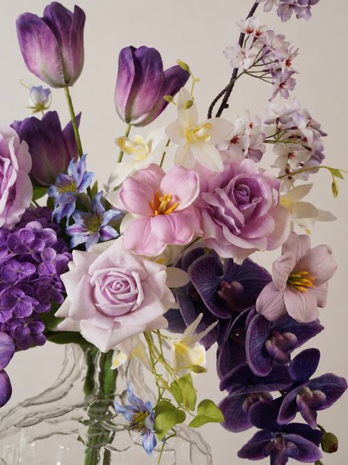 Blue & White Arrangement - Rounded Vase