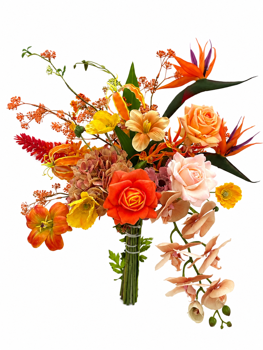 Orange Bird of Paradise Artificial Flower Bouquet