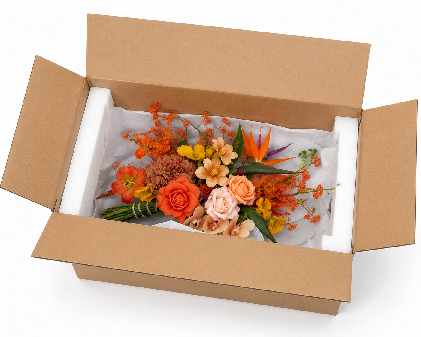 Orange Bird of Paradise Artificial Flower Bouquet